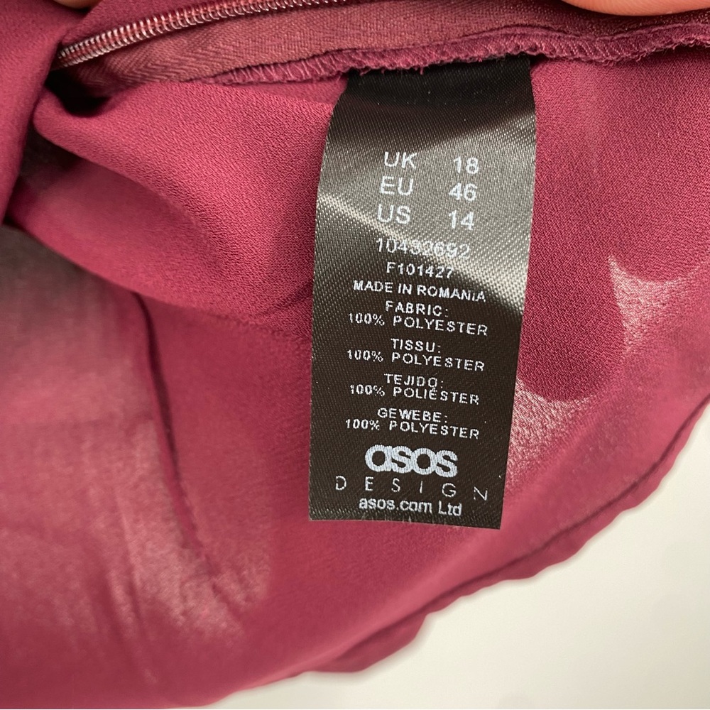 ASOS Blouse Women’s 14 Burgundy Milkmaid Peasent High Neck Romantic Gothic Witch - Picture 6 of 10